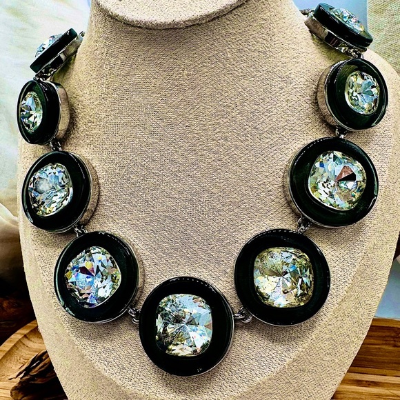 Kenneth Cole Black & Rhinestone Statement Necklace - Picture 2 of 4